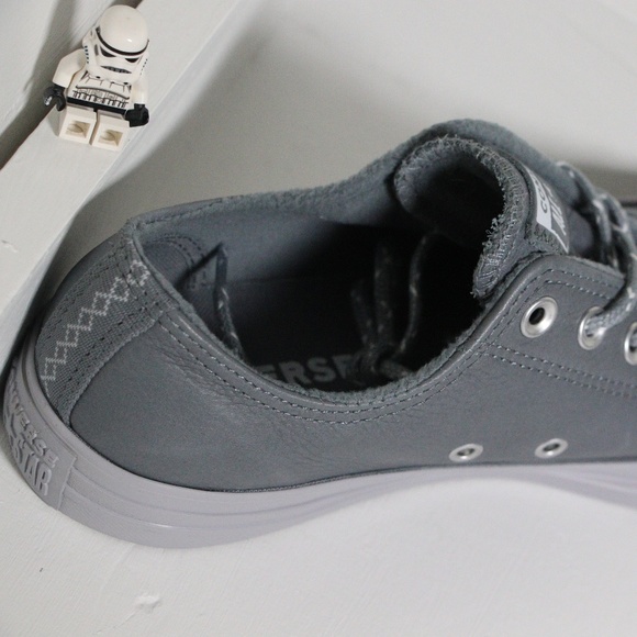 Gray Leather Converse All Star Low Top - Picture 5 of 7